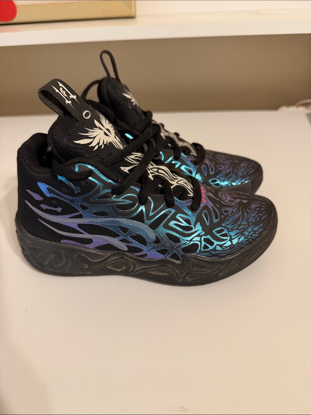 Kids Puma Black Iridescent Graphic High-Top Sneakers